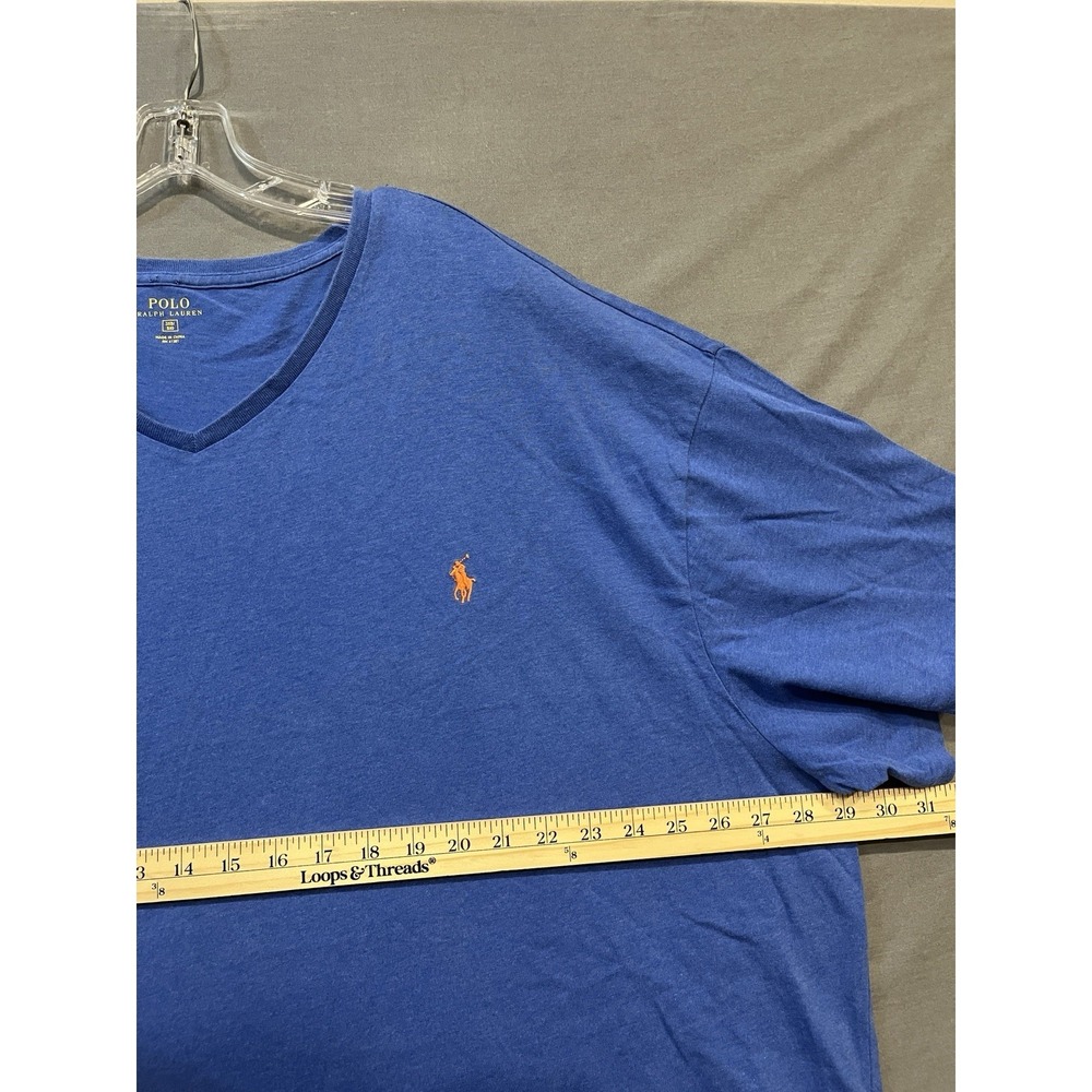 Polo Ralph Lauren V-Neck Shirt Men's 3XB Big Blue Orange Pony Preppy Tee - Picture 8 of 8